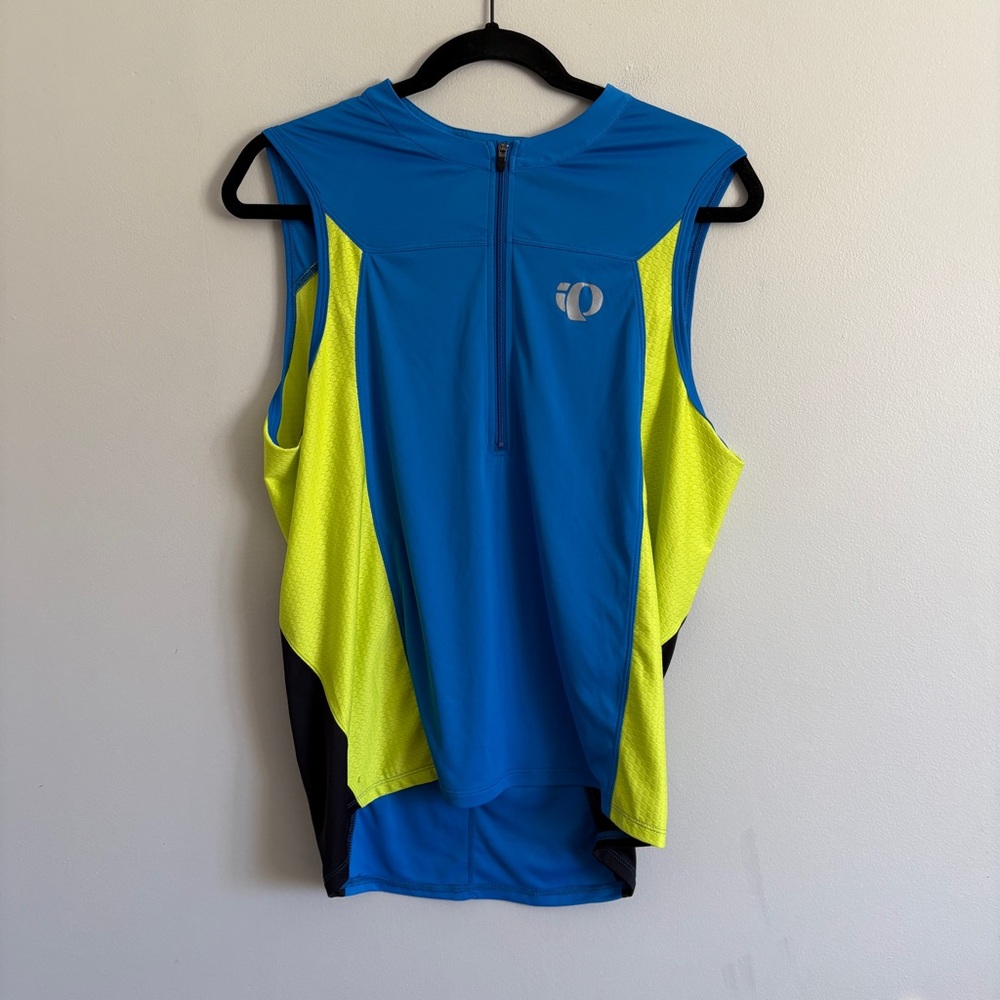 Pearl Izumi Mens Color block Cycling Jersey Large Blue Half Zip Cooling Active